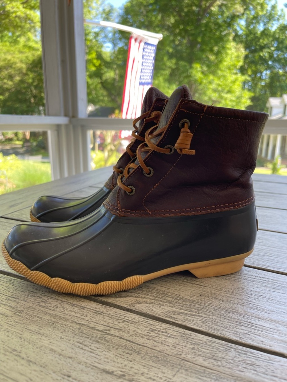 Sperry Womens Saltwater Brown Waterproof Duck Boots Size 9.5